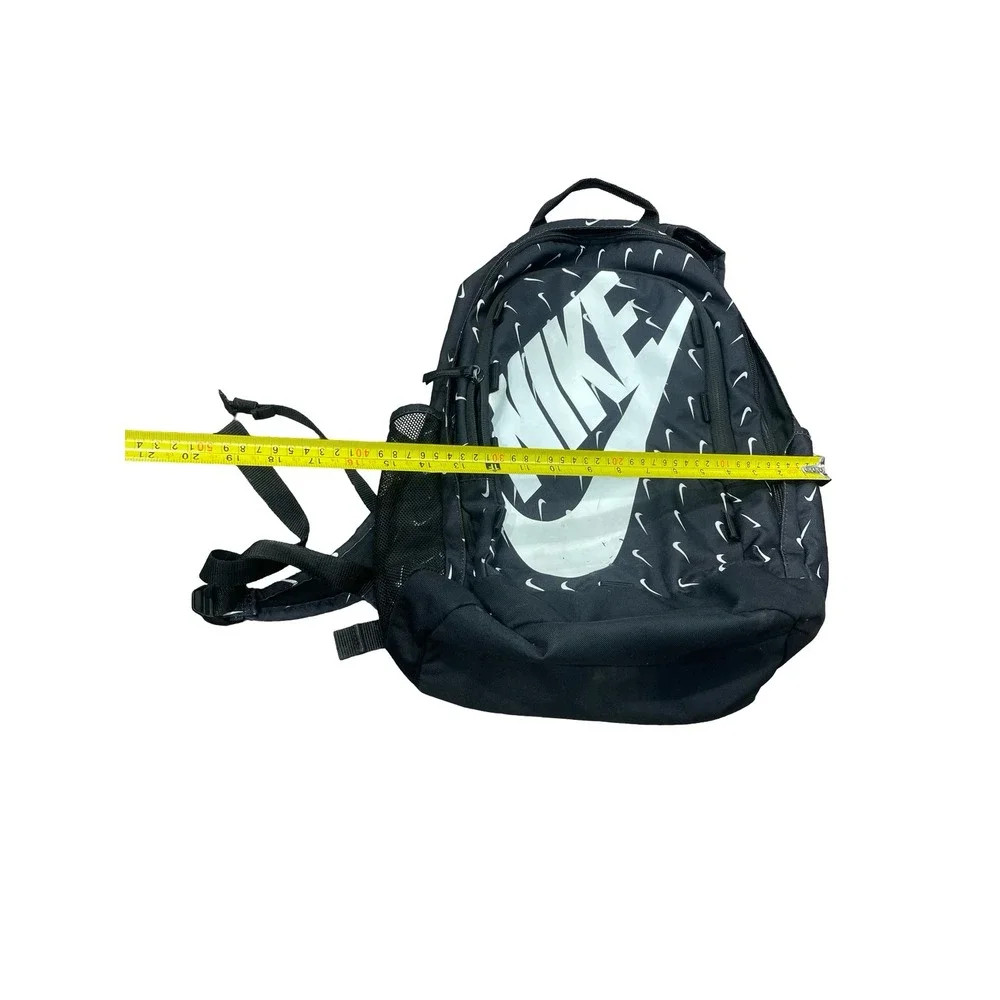 Nike Hayward Backpack Black White Mini Swoosh Logo Print School Sports Bag